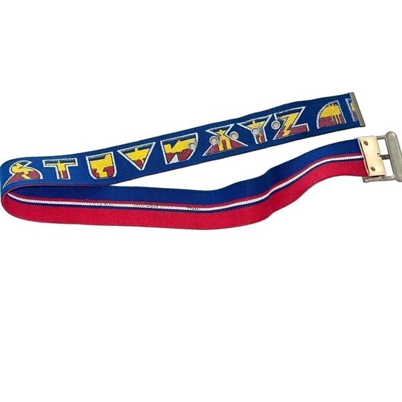 Peter Max Vintage 70s Pop Art Alphabet Belt Enamel Canvas Signed Blue Red Retro - Picture 4 of 14